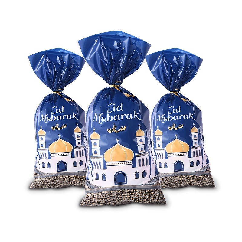 50pcs Plastic Candy Gift Bags - Eid Mubarak Favors Decor Goods