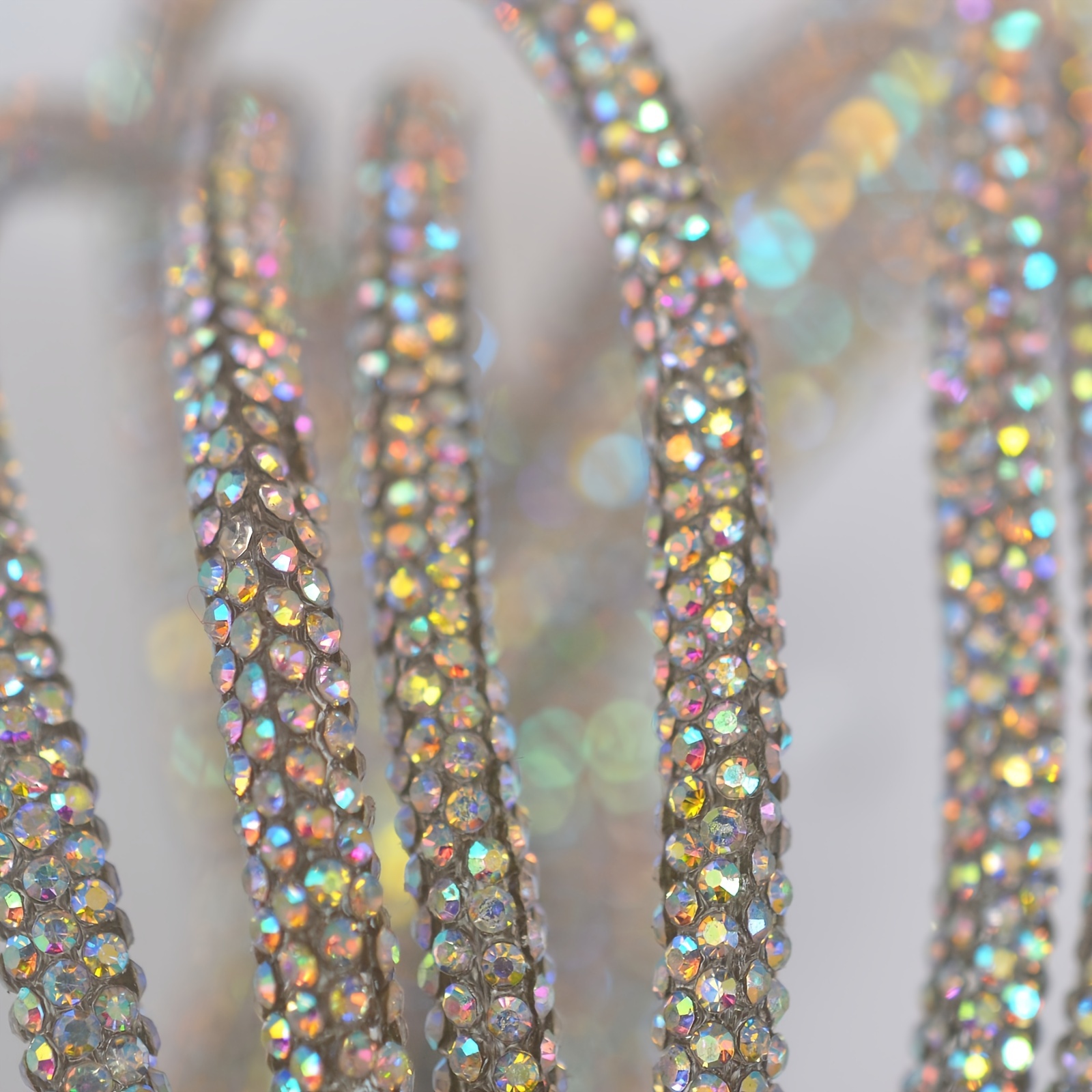 Rhinestone Rope Decoration Round Tube Accessory 6Mm Shoelaces Rhinestone  Belt Cap Rope Draw Rope Bowknot Clothing Accessories String Glitter (AB
