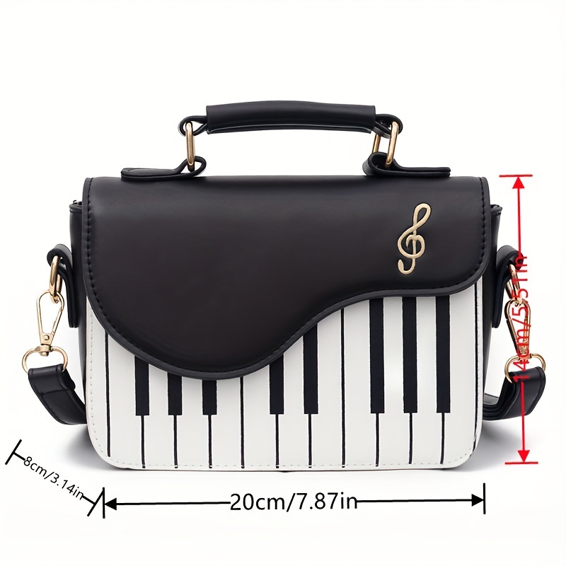 Piano Shape Flap Shoulder Bag Creative Pu Leather Portable Handbag Detachable  Strap Crossbody Novelty Bag, Shop The Latest Trends