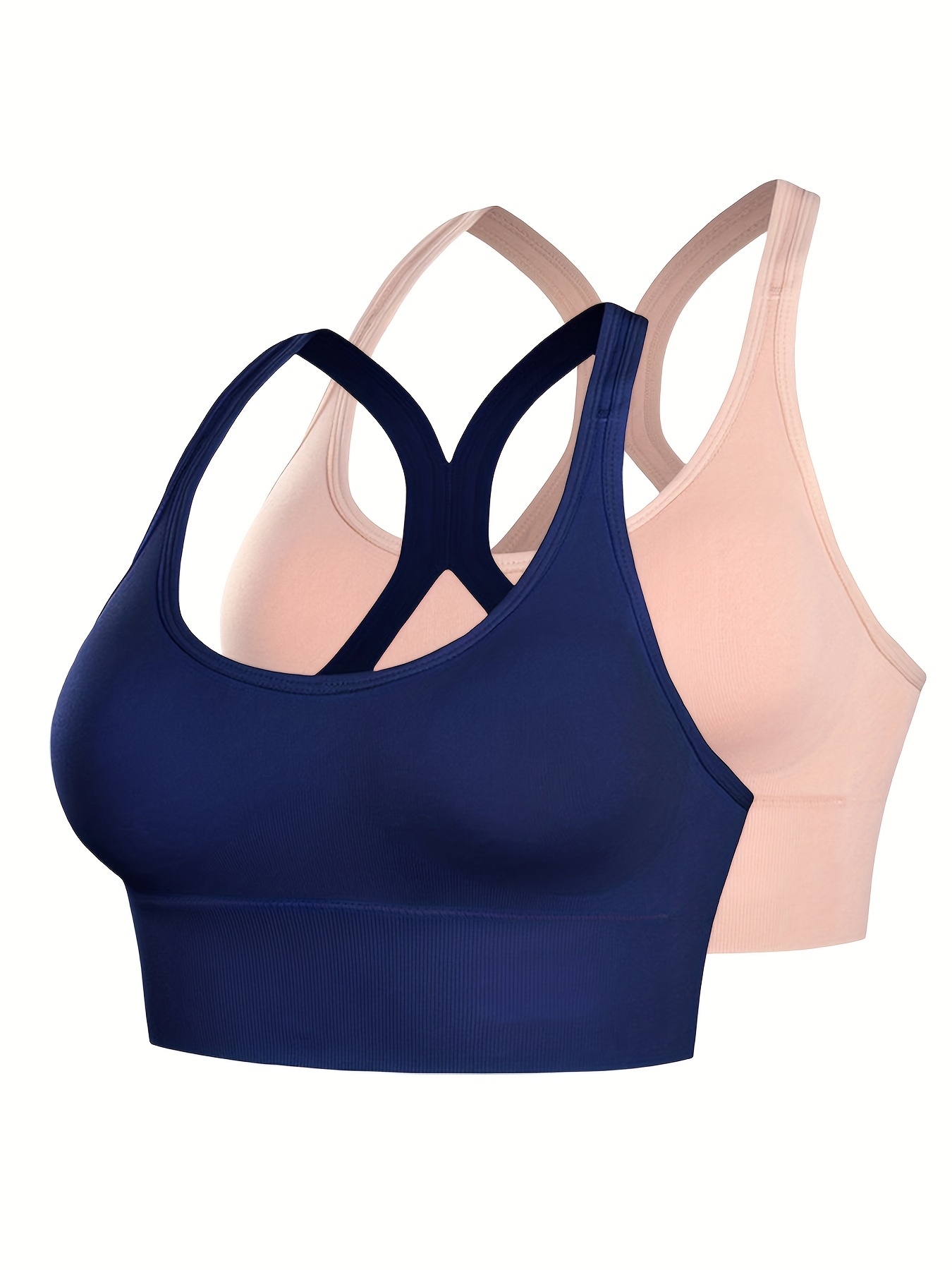 Ribbed Wireless Sports Bra Comfy Breathable Push Shockproof - Temu