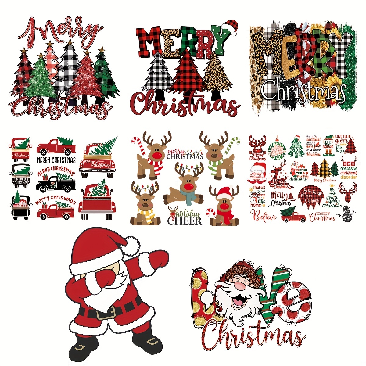 3 Sheets Christmas Iron on Patches Cute Iron on Transfer Designs Christmas  Heat Transfers Vinyl Winter Christmas Iron on Transfers for T Shirts Bags