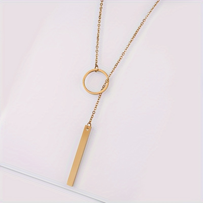 Ethnic Style Women's Necklace — Alloy Ring Design with Bar Pendant