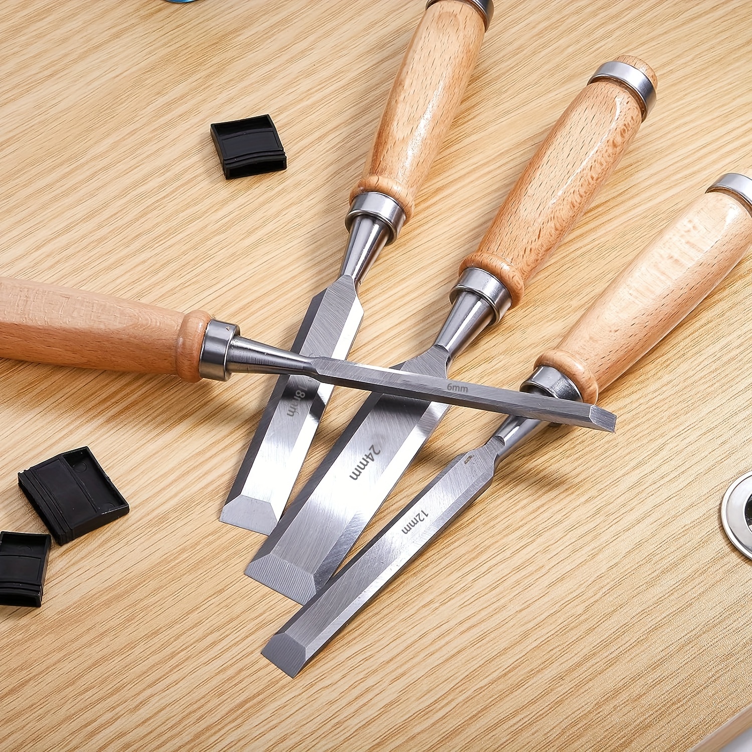 Juego de cinceles de madera de 12 piezas, kit de cinceles de tallado de  madera 60CRV, herramientas de mano para carpintería, herramientas de  tallado