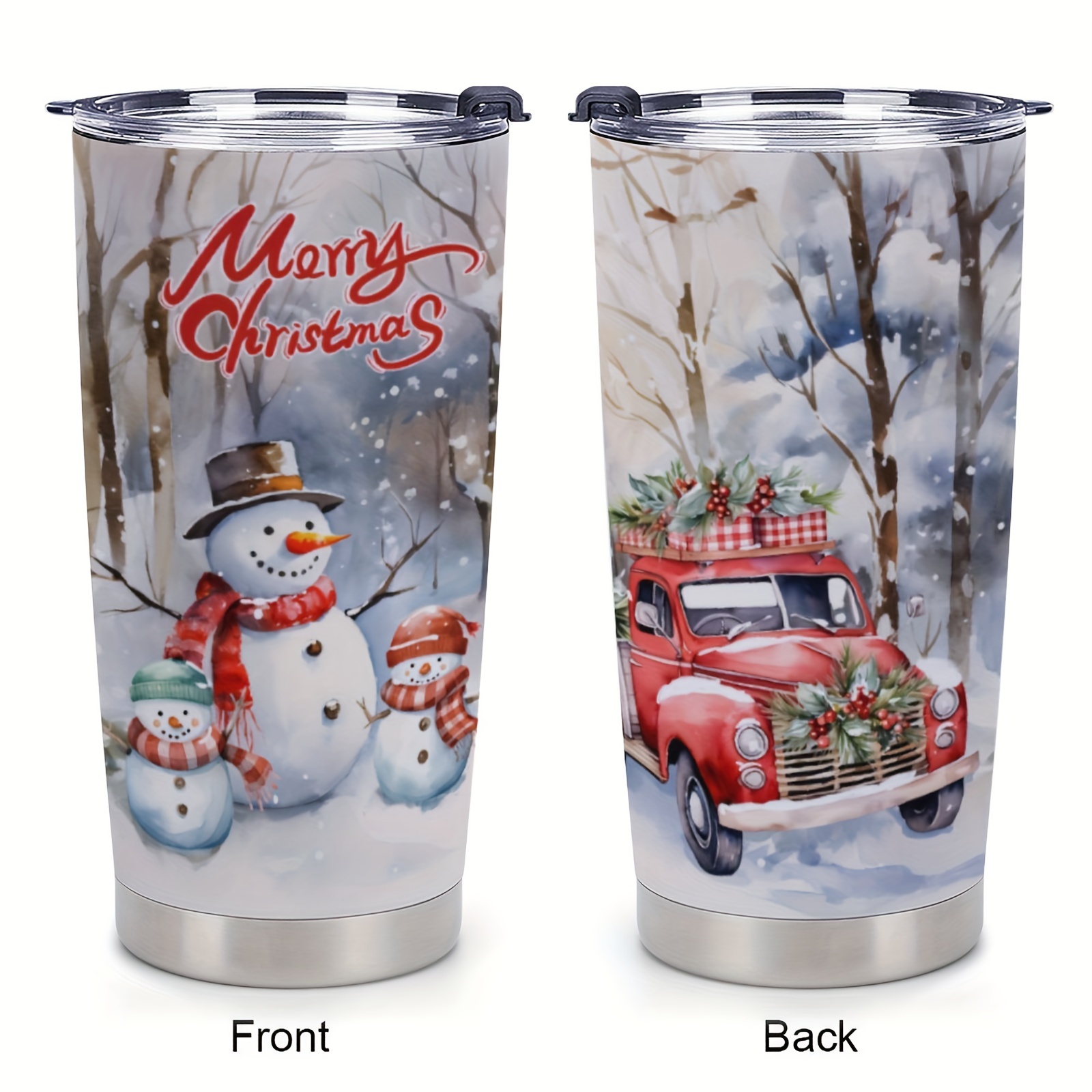 Cute Snowman Tumbler 40oz With Handle, Christmas 40oz Tumbler, Winter Snow  40oz Stainless Steel Tumbler With Lid and Straw, Holiday Tumbler 