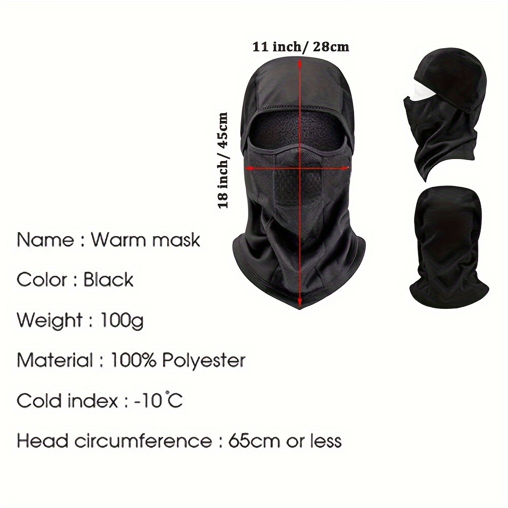 Motorcycle Face Mask Balaclava Ski Mask Cold Weather Thicken Cotton  Windproof Breathable For Men Women Moto Riding Skiing Cycling Helmet Black