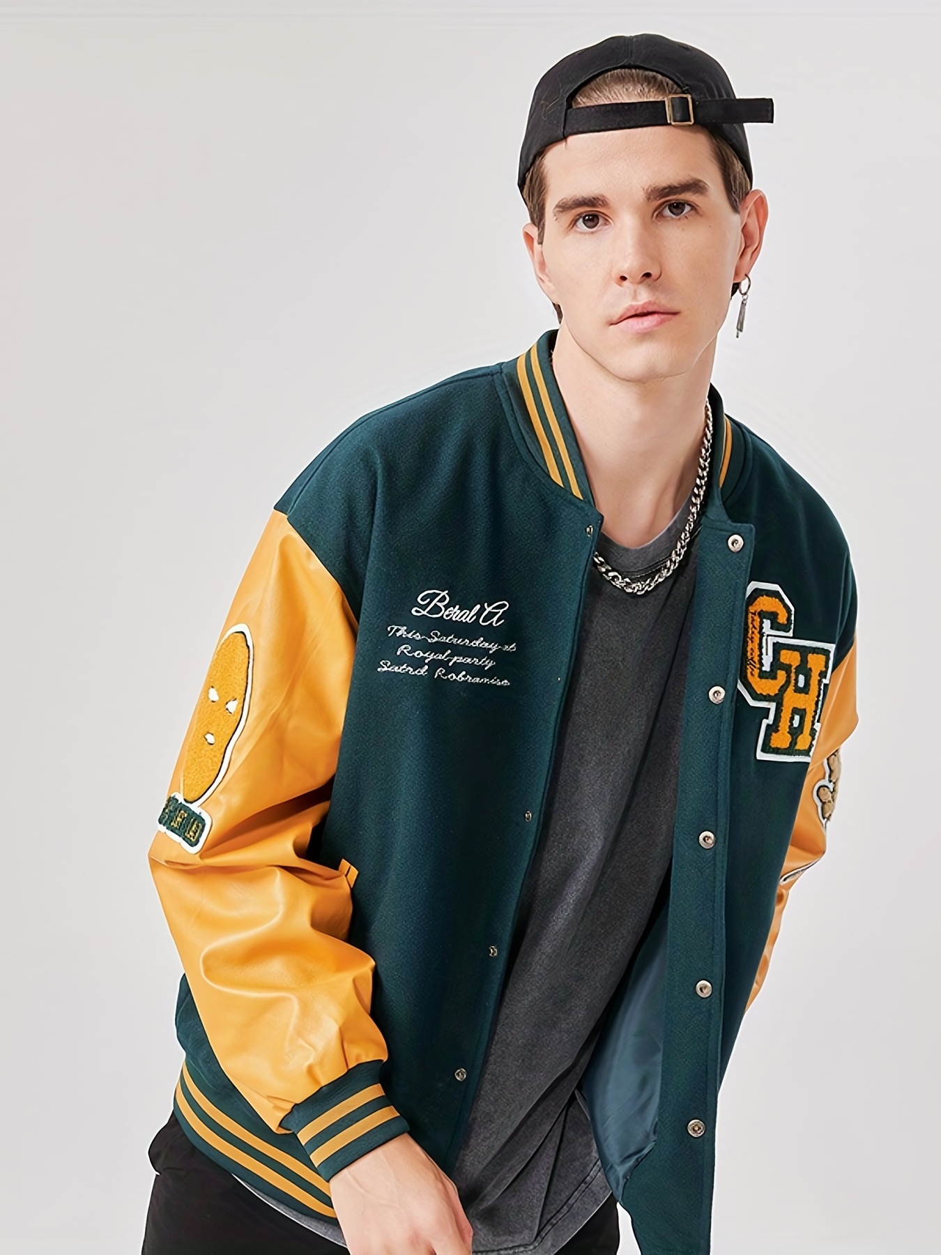 Prreey Men Oversized Baseball Jackets, Long Sleeve Color Block Letter  Embroidery Jackets (Blue White, Medium) at  Men's Clothing store