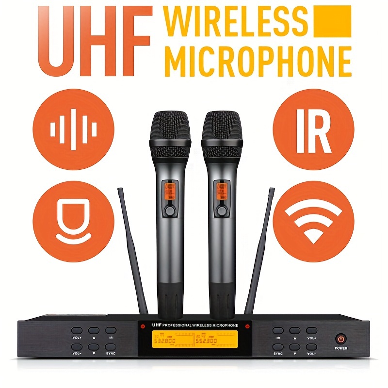 Système de microphone sans fil UHF, 4 micros dynamiques à main