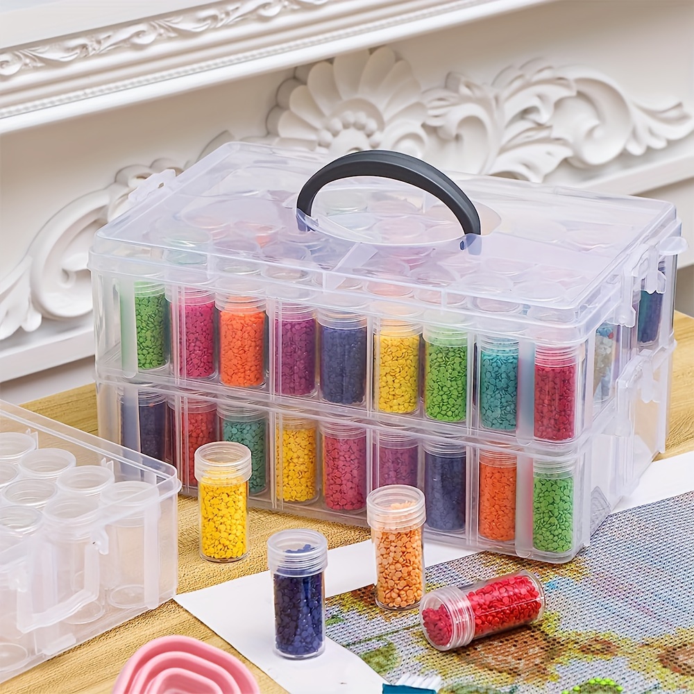 3-Layer Diamond Painting Storage Container, 150-Slot Portable Beads Storage  Bottle And Collapsible Silicone Funnel, Stackable Handicrafts Organizer Fo