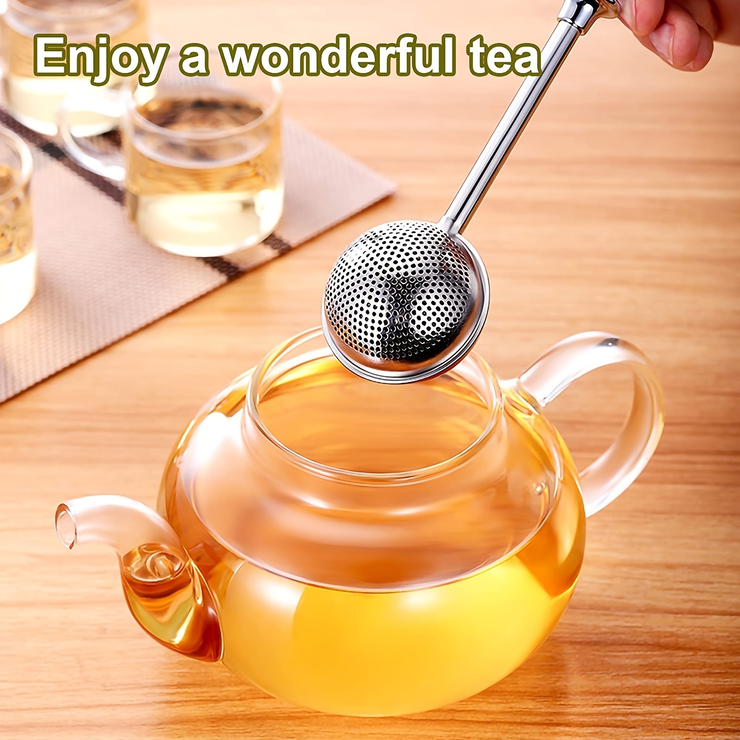 1pc Premium Stainless Steel Tea Infuser with Long Handle and Fine Mesh  Strainer - Perfect for Loose Leaf Tea and Teapot - Reusable and Easy to Use