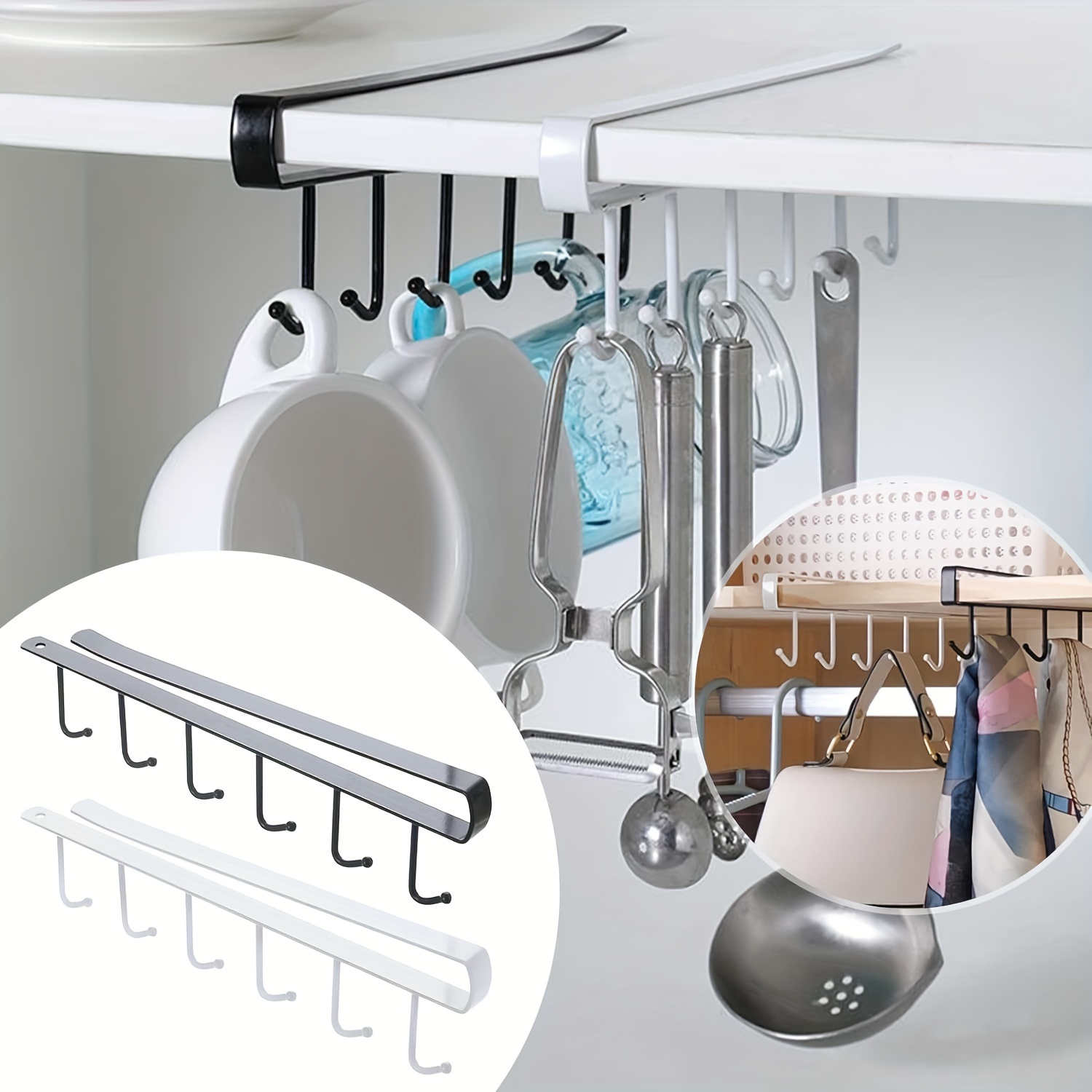 Storage Rack With Hooks For Kitchen Bathroom Bedroom Office - Temu