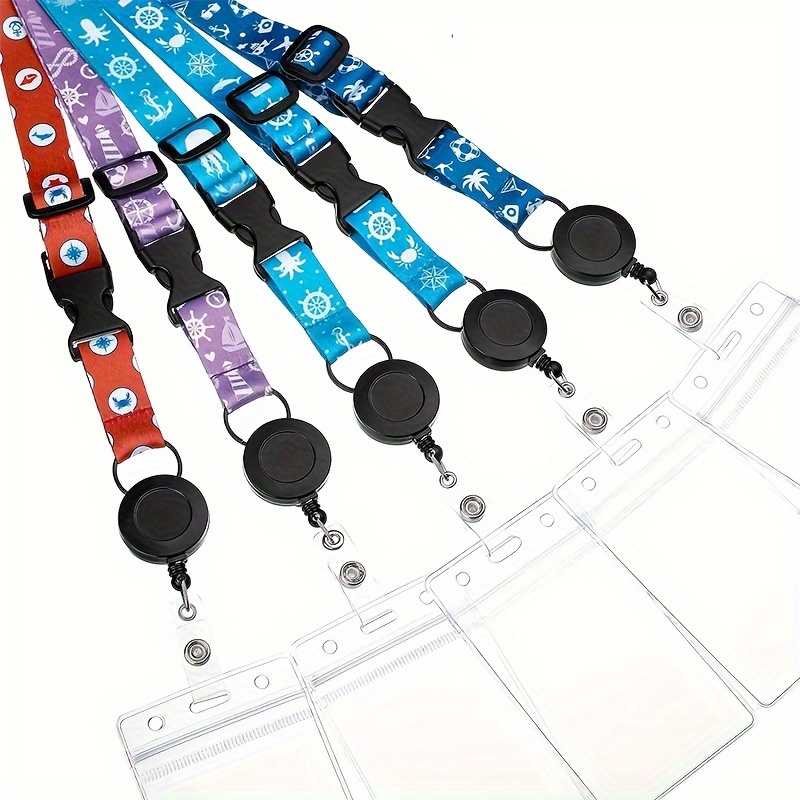 1pc Cruise Lanyards Pattern Adjustable Lanyard with Retractable Reel Waterproof ID Badge Holders for Cruises Ship Cards Accessories,Temu