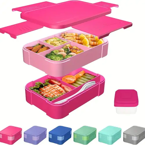 Lonchera de unicornio para niñas, caja Bento de 3 compartimentos con  paquete de hielo, botella de agua, taza para muffins, caja de ensalada,  tenedor y