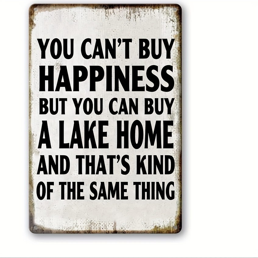 Fishing Decor Retro Tin Signs Lake House Decor for The Home -  You Can't Buy Happiness But You Can Buy a Fishing Pole - Vintage Fishing  Wall Decor Lake Decor