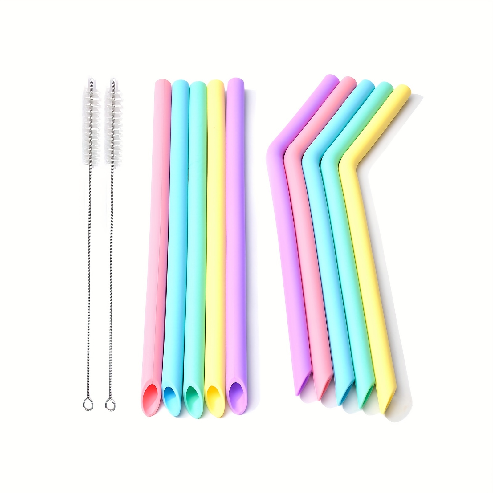3pcs Reusable Silicone Straws Set Extra Long Flexible Straws Bar