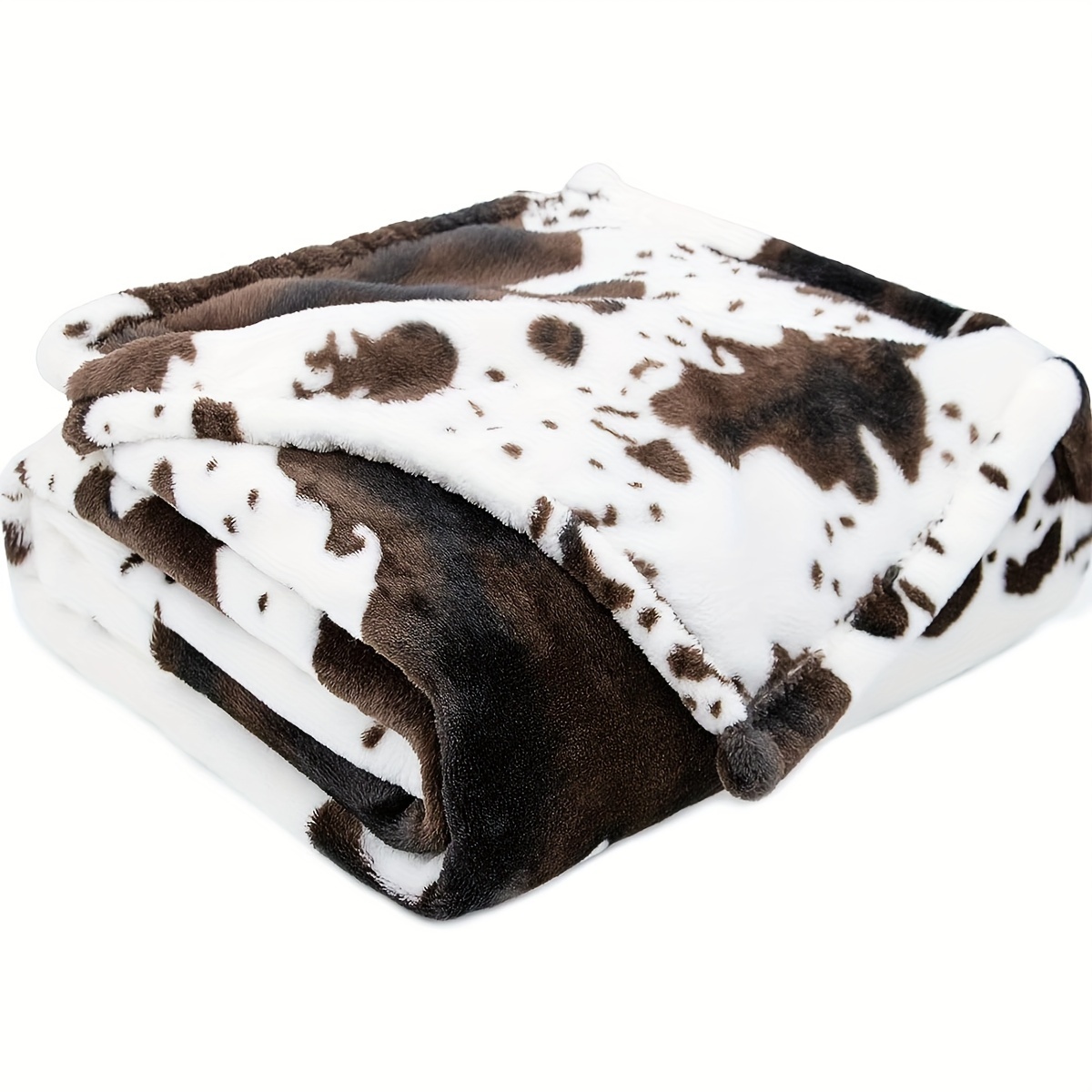 

1pc Soft And Warm Cow Print Blanket - Plush Fleece Flannel Throw For All-season Comfort - Perfect For Daughters, Adults, Students, And Teens