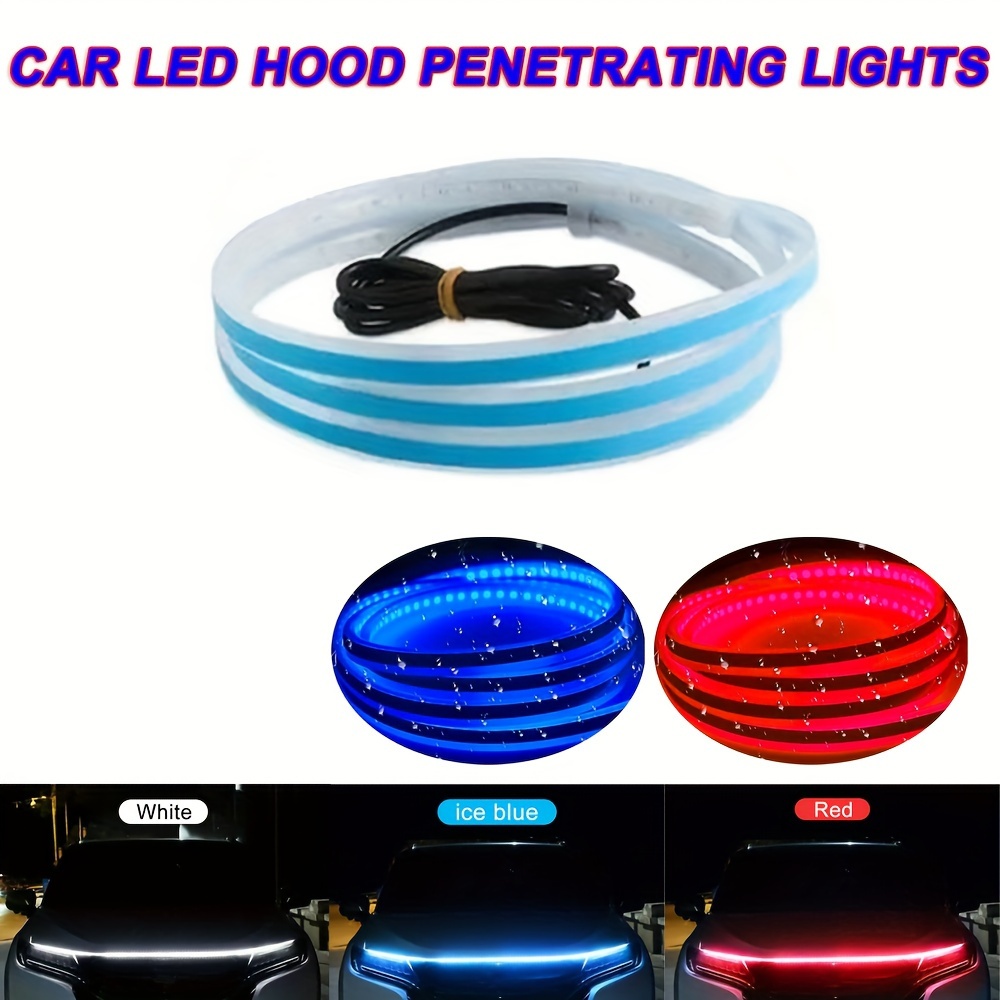  Tira de luces LED para exterior de automóvil, tira de luz  diurna de 12 V, luces LED flexibles impermeables, tiras LED impermeables,  decoración para el motor del automóvil, faros delanteros (rojo