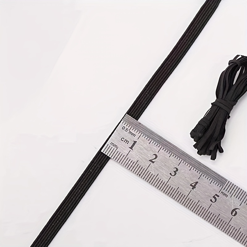 Black Color Braided Flat Elastic Band Elastic String Cord Heavy Stretch  Strap Knit Elastic Spool for Sewing Crafts DIY (3/16 Inch x 25 Yard)