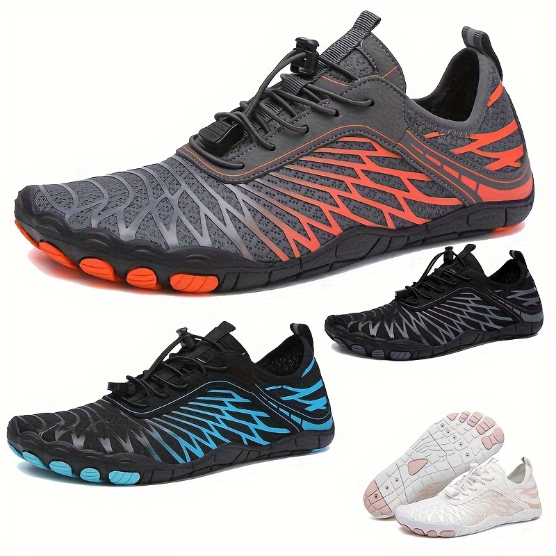Men's Lightweight Striped Wading Shoes: Breathable, Quick Drying, Non Slip Boating Shoes For Outdoor Hiking & Fishing