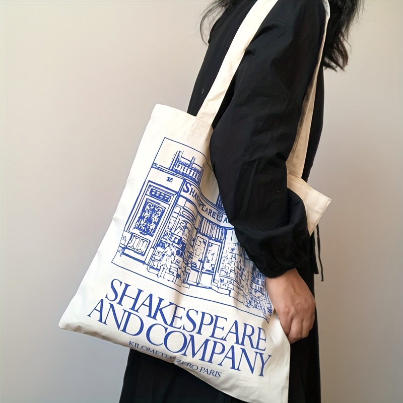 Shakespeare Print Canvas Tote Bag, Reusable Shopping Bags, Large