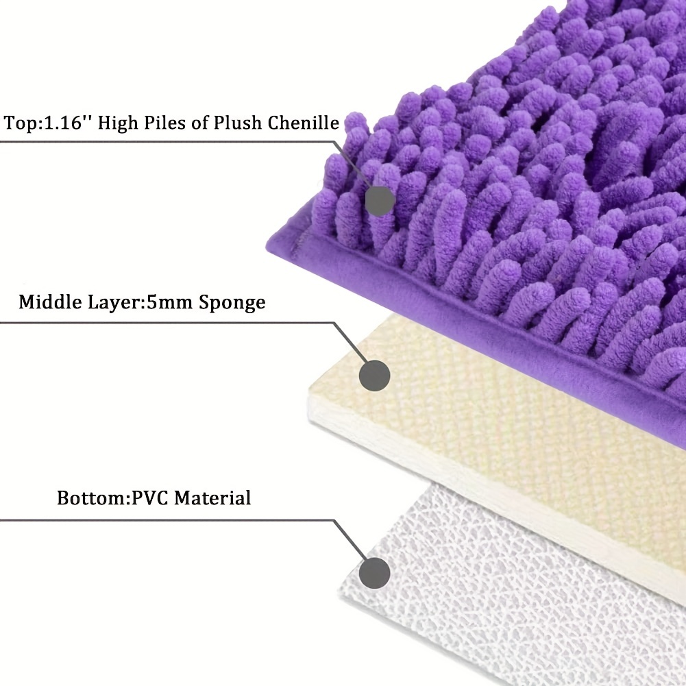 Purple Solid Non-slip Bathroom Floor Mat