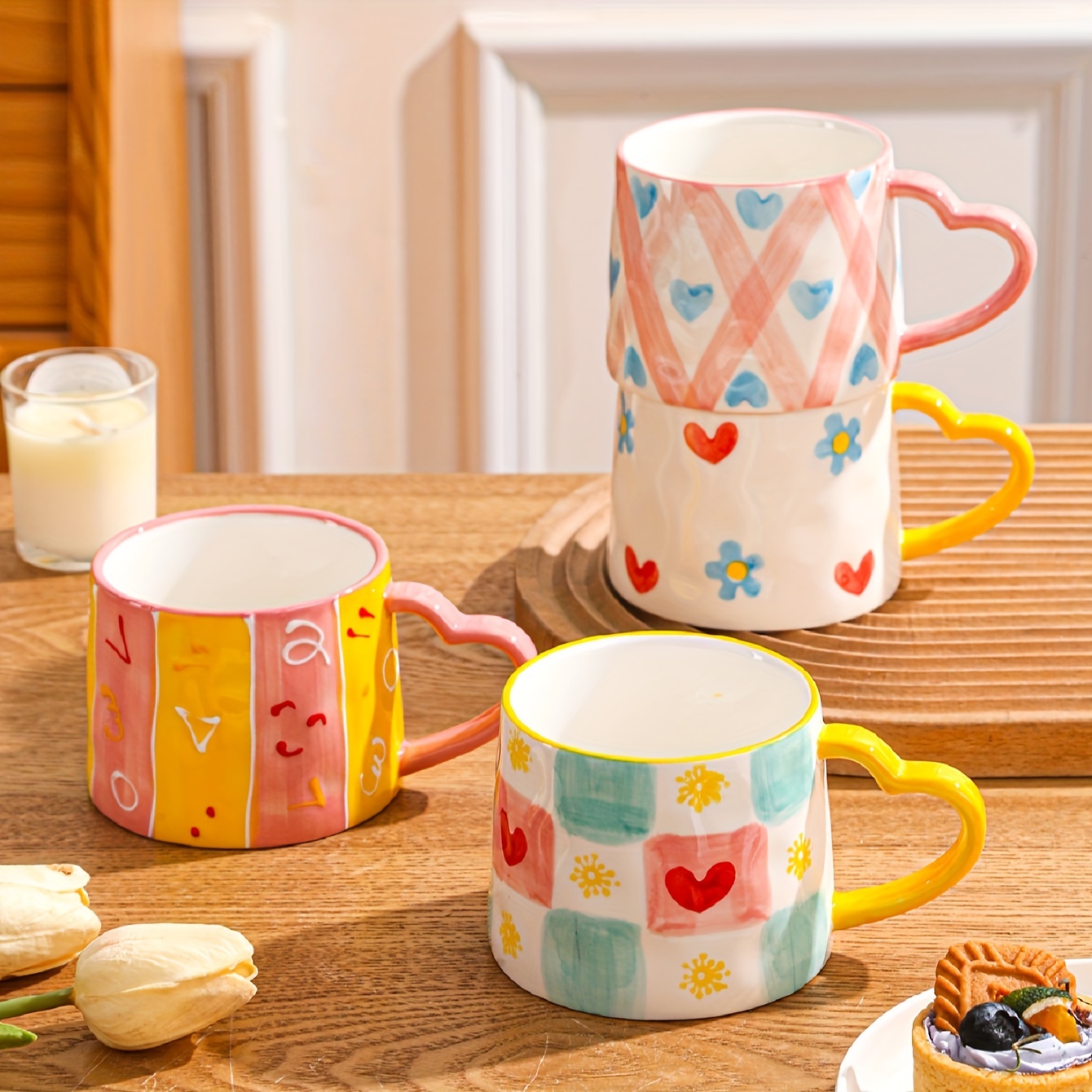 New Ceramic Ice Cream Mug Creative Water Cup Cartoon Breakfast Cup with  High Face Value Design Ice Cream Hand Cup Coffee Mug