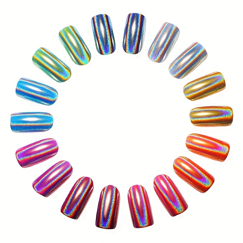 Magic Mirror Chrome Nail Powder Holographic Laser Nail - Temu