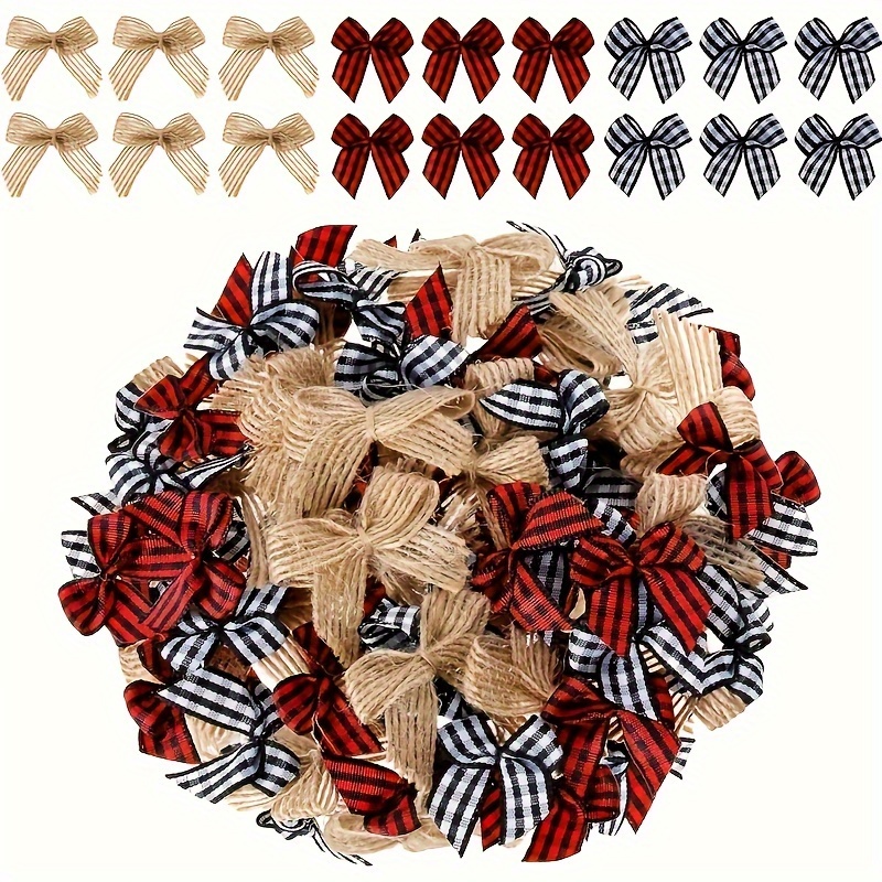 Burlap Bow Christmas Burlap Bows Burlap Bowknot Handmade Burlap Decorative for Christmas Tree Festival Holiday Party Decoration Supplies, Size: One