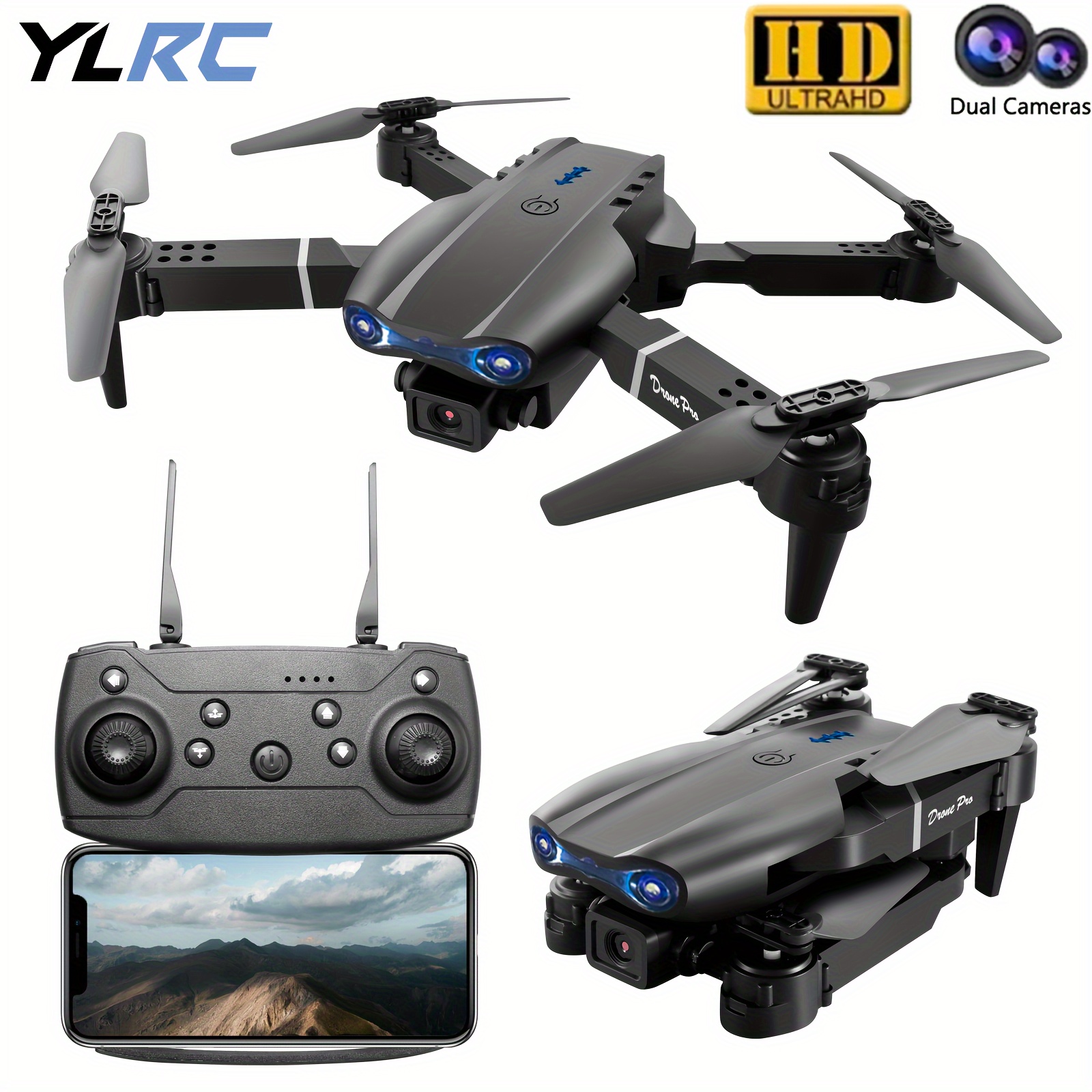 E99 K3 Pro Black DRONE Quadcopter UAV: Dual HD Cameras, Three-Sided Obstacle Avoidance, One-Key Operation - The Perfect Kid's Toy & Gift For Adults! Christmas ,Halloween ,Thanksgiving gifts