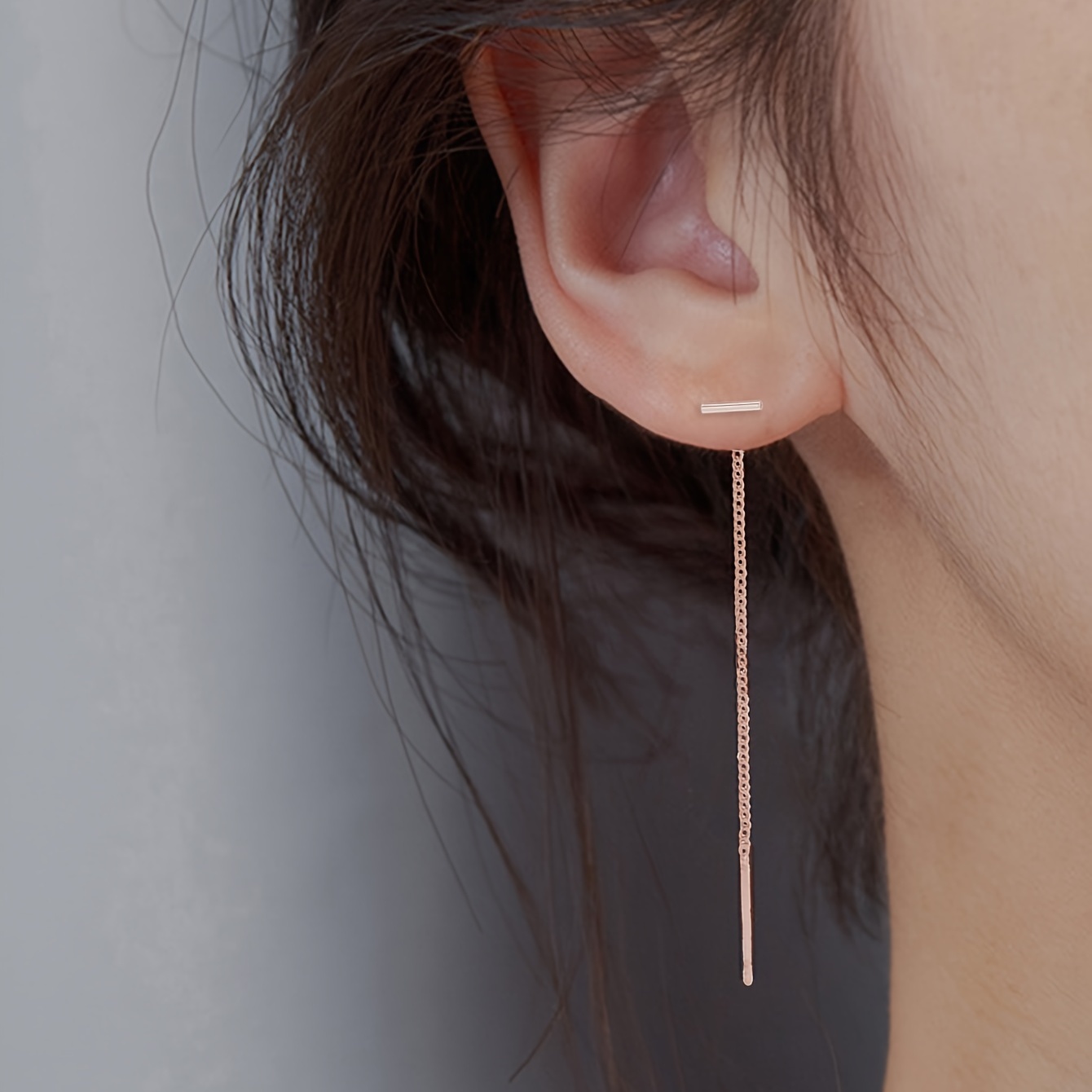 Minimalist Drop Chain Threader Earrings