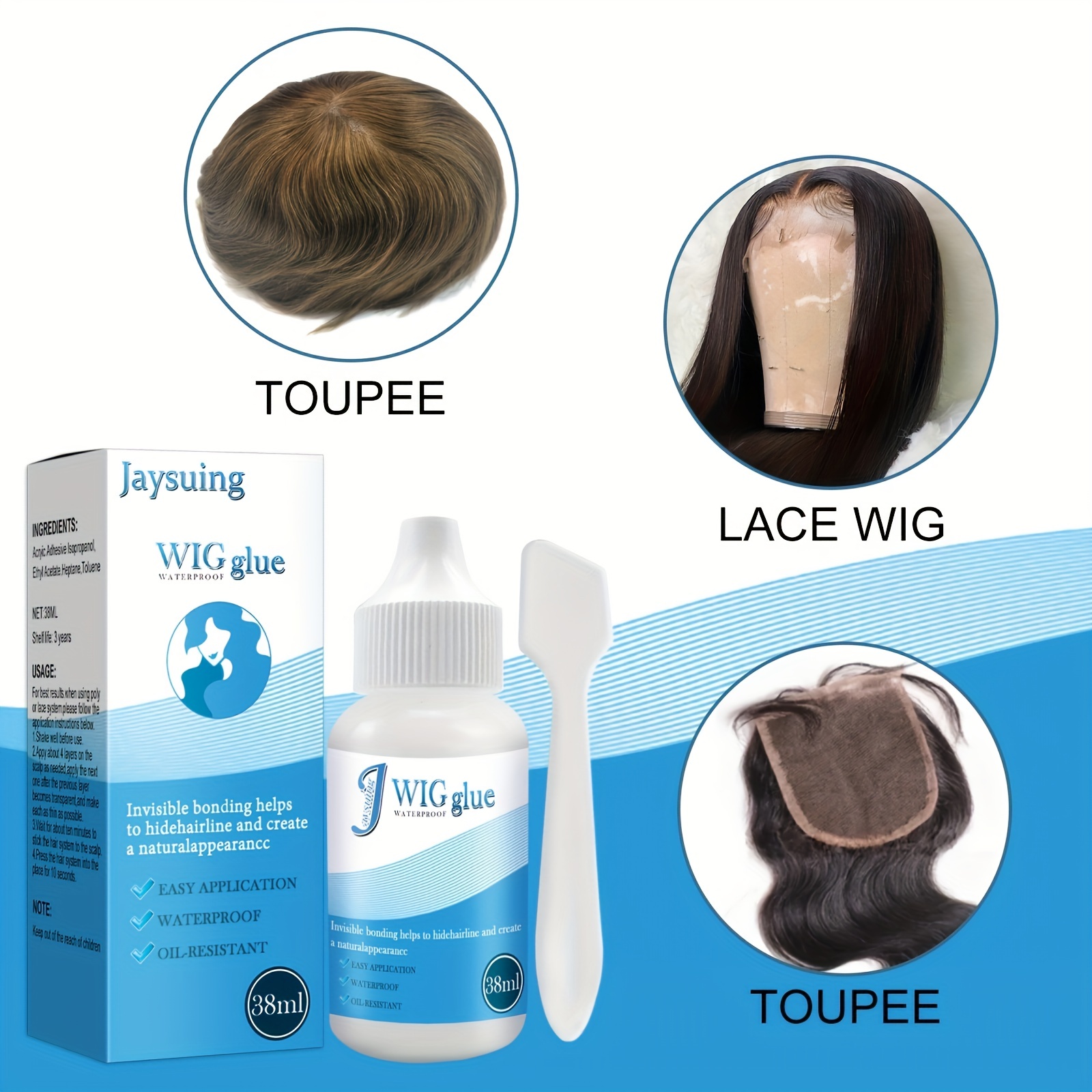 Kit Waterproof Lace Wig Glue For Lace Front Wig/hair - Temu