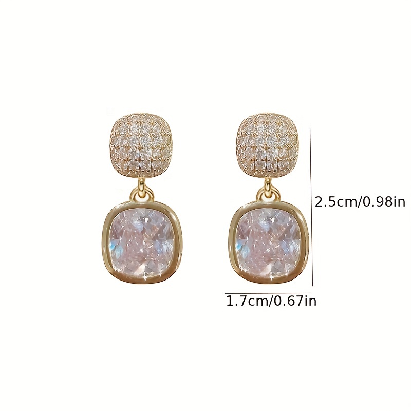 Geometric Square Rhinestone Crystal Stud Earrings for Women