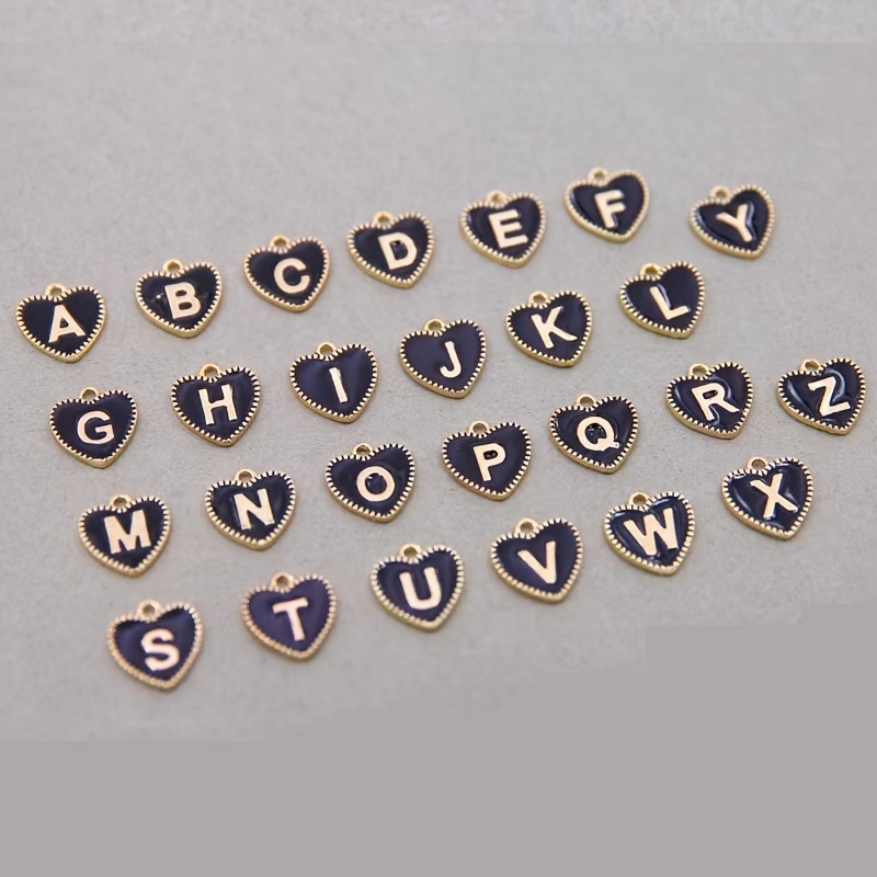Double Sided Gold Enamel Letter Charms 1PC, Assorted Colors