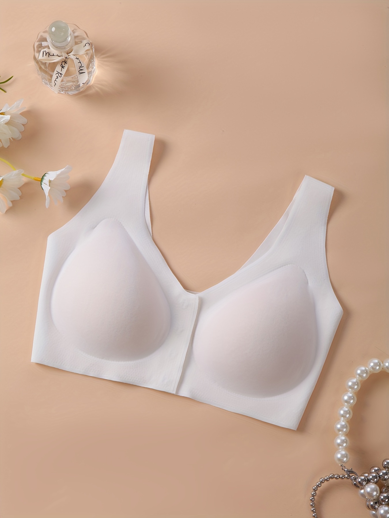 Seamless Solid Wireless Bra Comfy Breathable Front Buckle - Temu