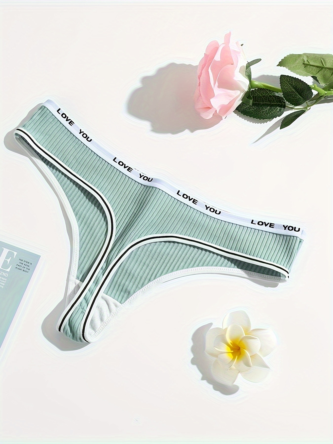 5pcs Letter Pattern Breathable Thongs, Soft & Comfy Stretchy Intimates  Panties, Women's Lingerie & Underwear