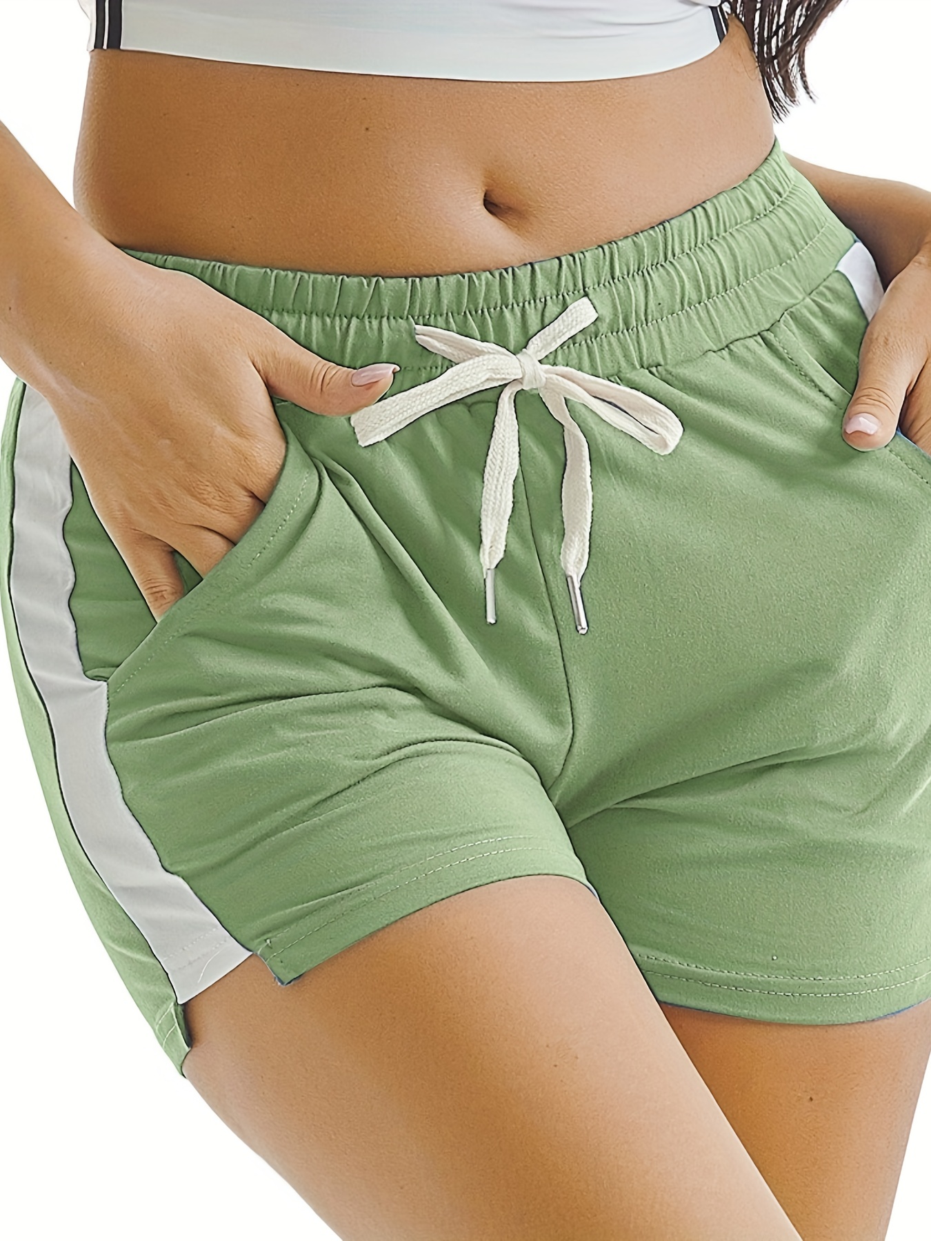 Pantalones Cortos Casuales con cordón para Mujer Bolsillos Cortos con  cinturón elástico de Verano Shorts Mujer Vestir