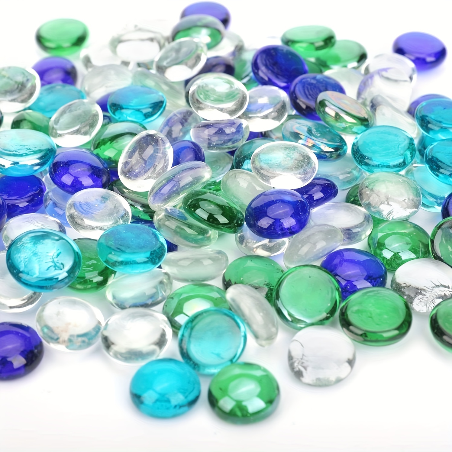 28 lbs Green Glass Round Flat Marble Beads Gemstone Vase Filler for Aquarium