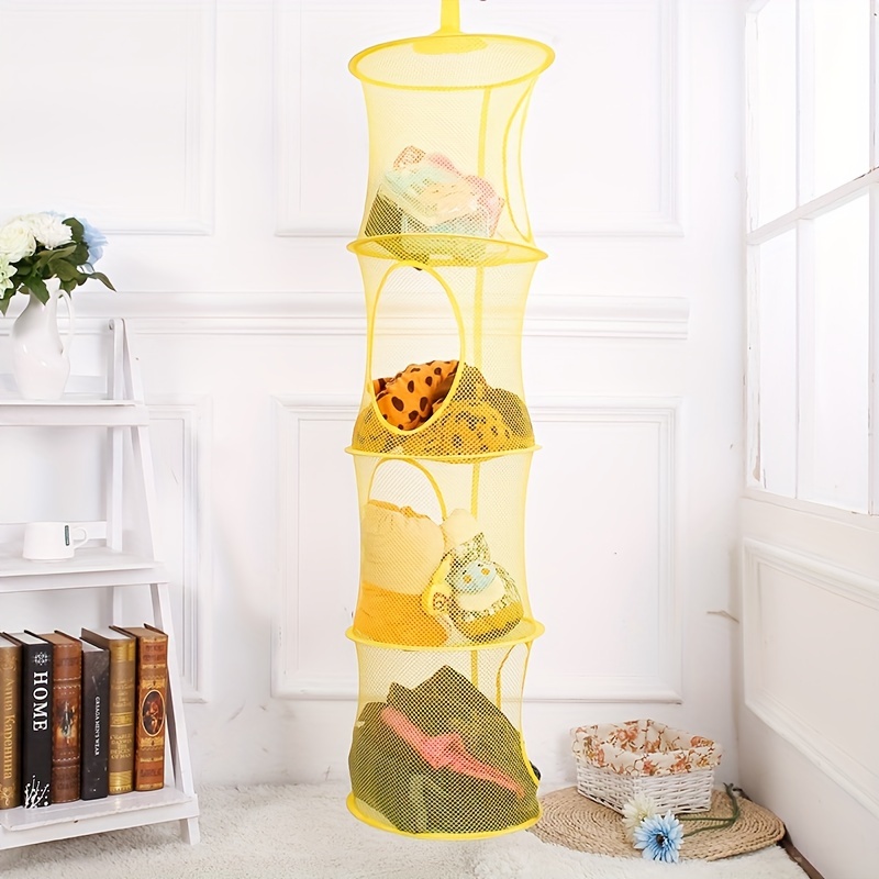 Foldable Hanging Basket, Breathable Four Grid Storage Basket