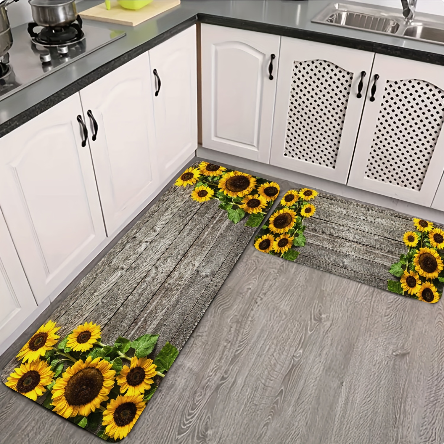 Alfombrilla antideslizante para cocina, Alfombra de girasol y gallo para  interiores y exteriores, dormitorio, baño, entrada