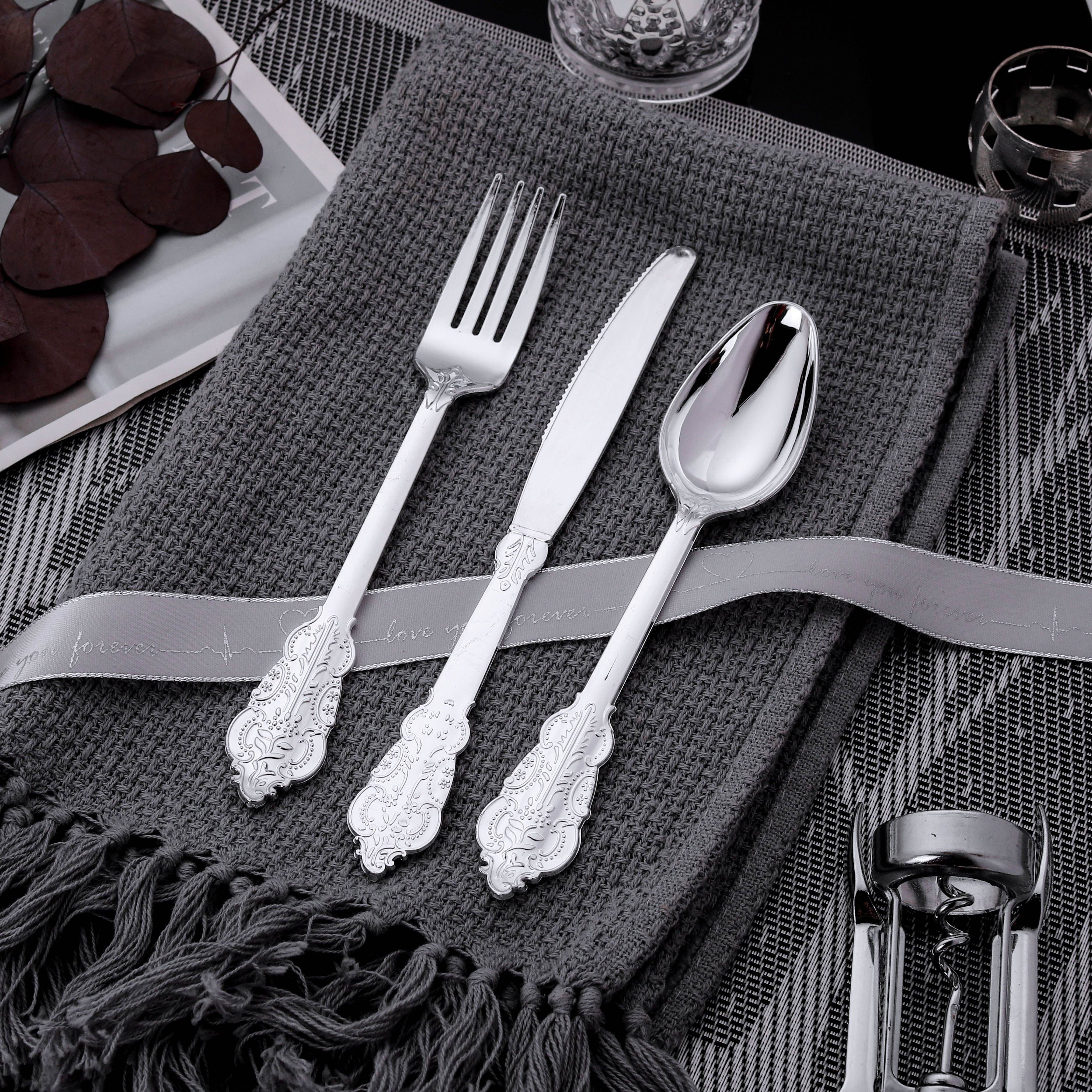 2-9 Uds. Cubiertos desechables tenedores de plástico cucharas decoración de  fiesta cubiertos 2 pieza perfecl Cubiertos de vajilla de fiesta