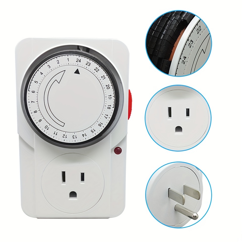 DEWENWILS 24-Hour Indoor Mechanical Timer with 2 Grounded Outlet, Programmable Plug in Timer for Lamp, Aquarium, Grow Light
