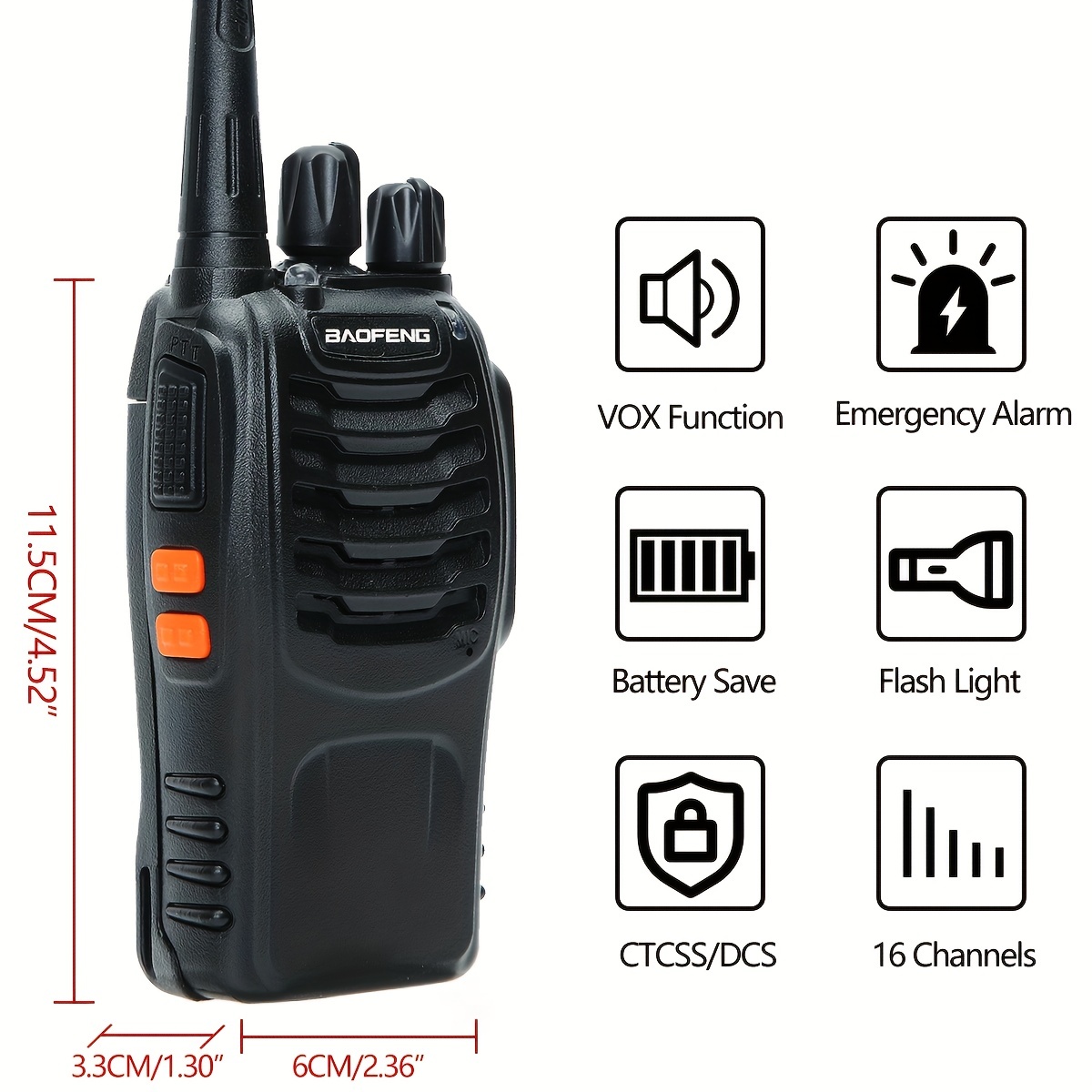 BAOFENG Walkie Talkies Long Range For Adults With Earpieces, Wireless  Frequency Copy Rechargeable Transceiver Walky Talky With Flashlight  Handheld Two