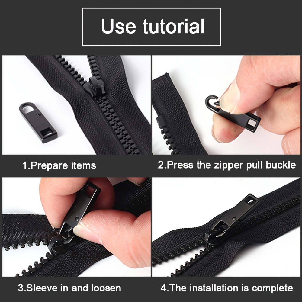 Zipper Pull Replacement for Small Holes Zipper, Detachable Zipper Tab Repair  for Clothing Jackets Boots Purse 4pcs GunBlack 