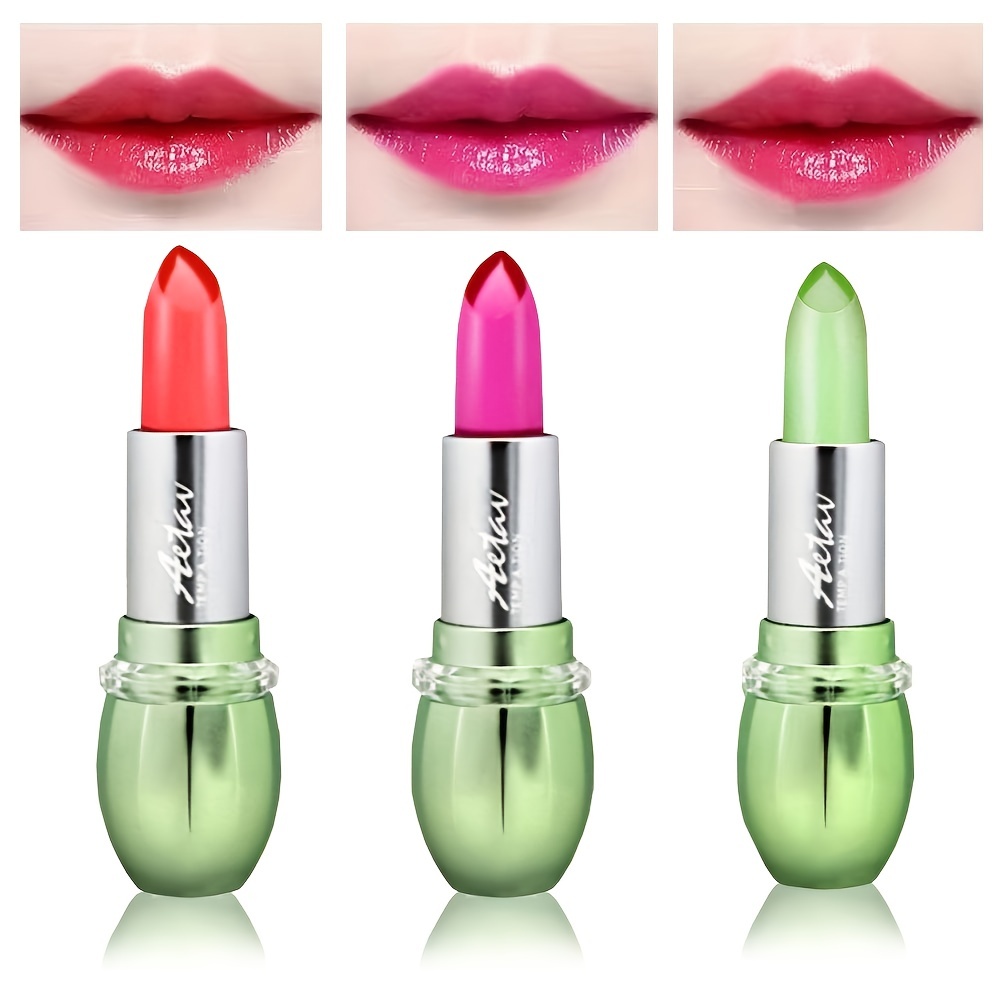 

Aloe Vera Lipstick, Magic Temperature Color Changing Lip Gloss, Long-lasting Moisturizing Smooth Tender Lip Skin Lip Balm Valentine's Day Gifts