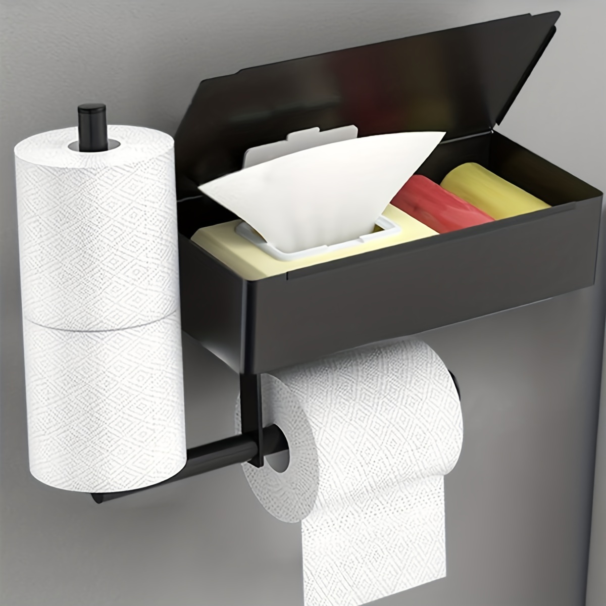 Mkono Soporte de papel higiénico tejido, cesta bohemia para almacenamiento  de papel higiénico, soporte para rollo de baño con cuentas de madera para 3