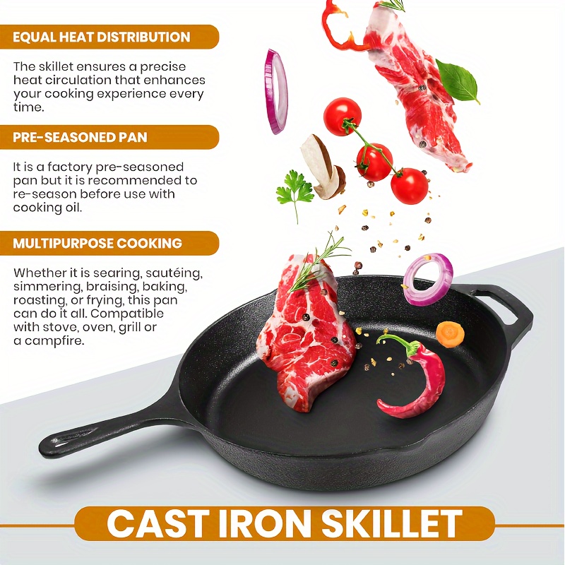 Cast Iron Grill Pan Nonstick Square Griddle Pan Grill Pan Non Stick For  Stove Cast Iron Steak Camping Home Suitable for Various Oven