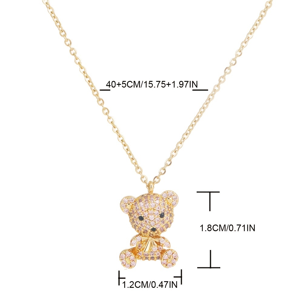 Cute Cartoon Bear Necklace Full Rhinestone Decor Pendant - Temu