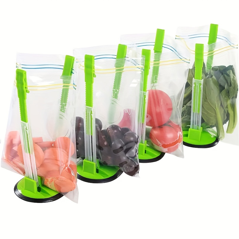 Baggy Rack Stands, 6 Pack, Adjustable Hands Free Clips for Food Storage  Bags Plastic Freezer Bags, Bag Holders