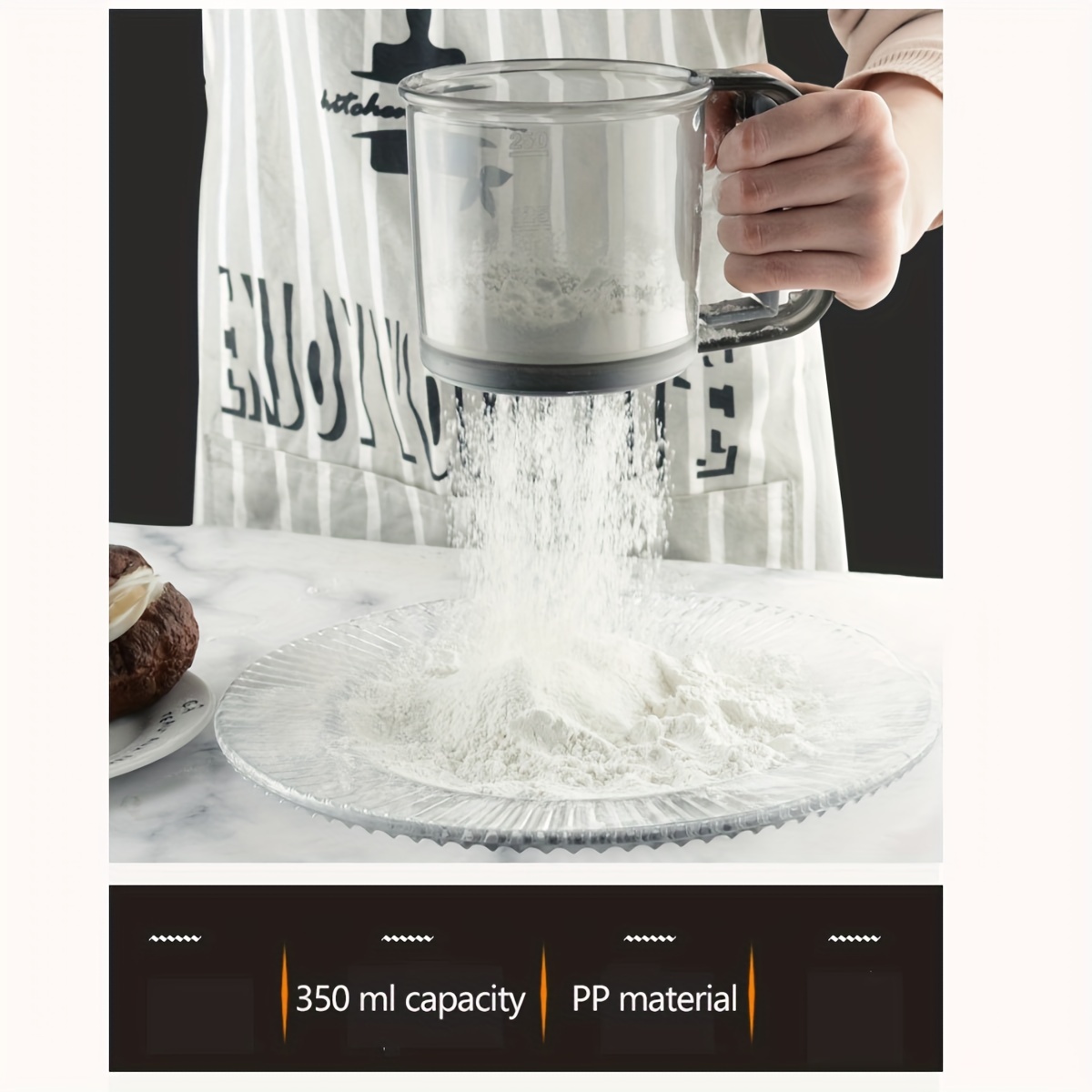 Flour Sifter Sifter With Hand Press Design Flour Sieve - Temu