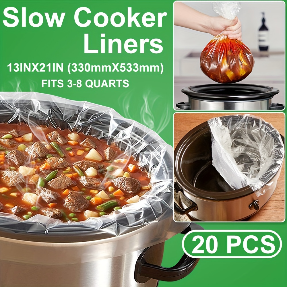 OOFLAYE RNAB0B7G8XSBN 32 bags slow cooker liners, disposable multi use  cooking bags,large size fit 3qt to 8qt, plastic bags for slow cooker, pans