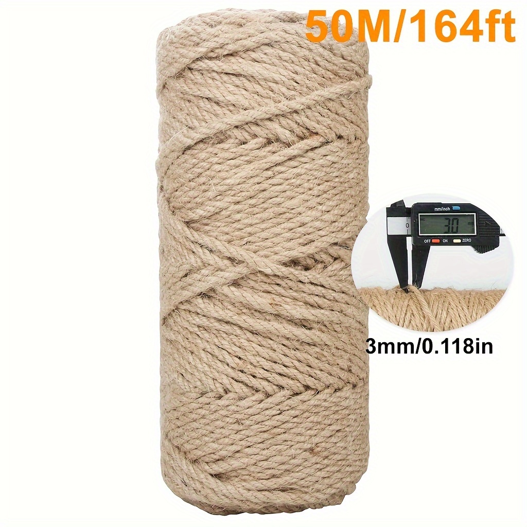 E-shop Hohe Qualität Juteschnur, 3mm x 164ft – langlebig und glatt, geeignet für Bastelarbeiten, Heimdekoration, Camping und DIY-Projekte – biologisch